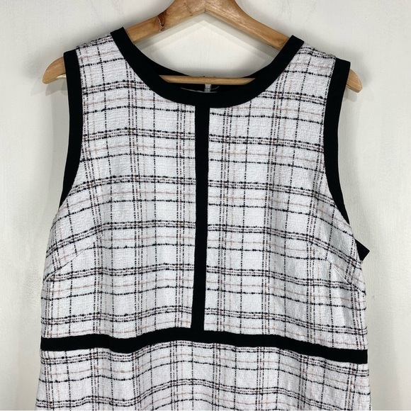 Liz Claiborne Tweed Plaid Window Pane Sleeveless Tank Top Midi Dress Size 16 - Picture 2 of 6